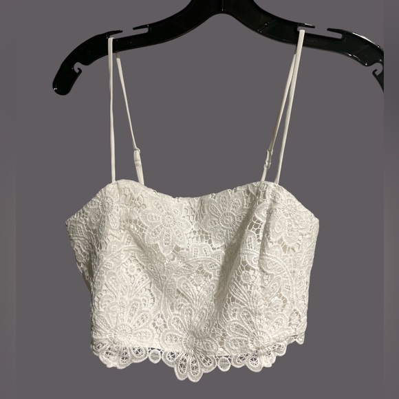 Abercrombie & Fitch Ultra Cropped Lace Top White Large - Picture 4 of 7